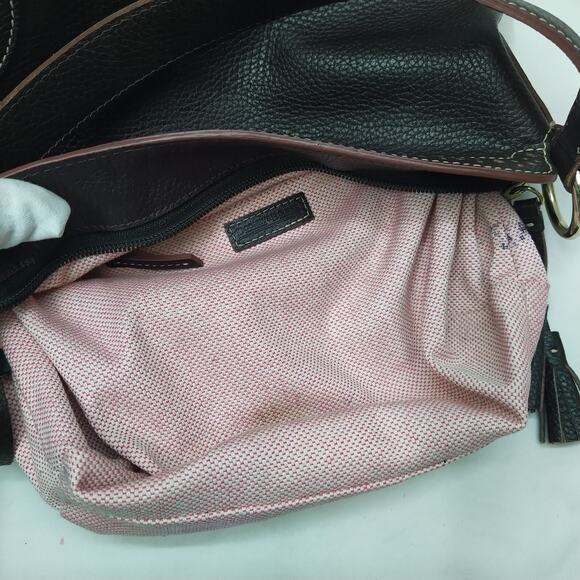 Dooney & Bourke Brown Pebbled Leather Zipper Closure Hobo Shoulder Bag - Picture 15 of 16